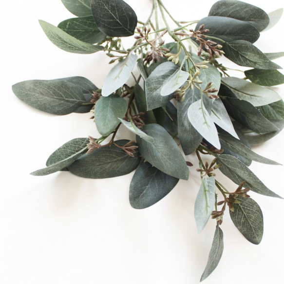 「送料無料」細葉ユーカリ ミニスワッグリース 壁掛け ハンギングリース（アーティフィシャルフラワー） 4枚目の画像