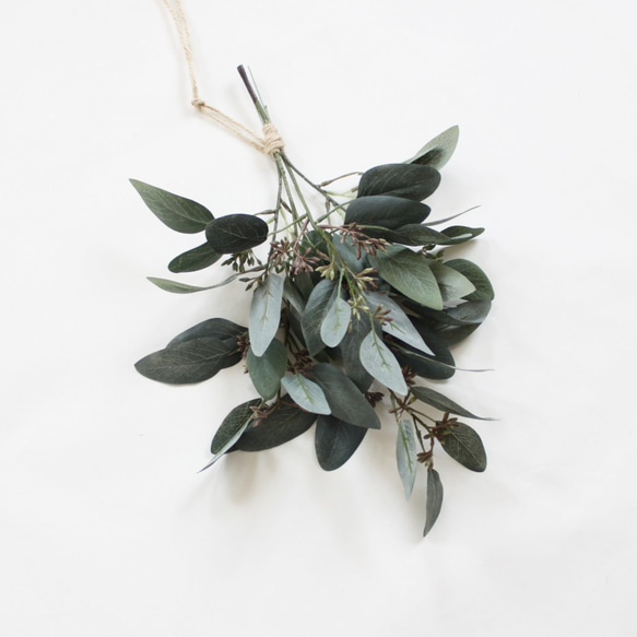 「送料無料」細葉ユーカリ ミニスワッグリース 壁掛け ハンギングリース（アーティフィシャルフラワー） 6枚目の画像