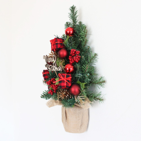 壁に掛けるクリスマスツリー「送料無料」リースタイプのクリスマスツリー レッド系 6枚目の画像