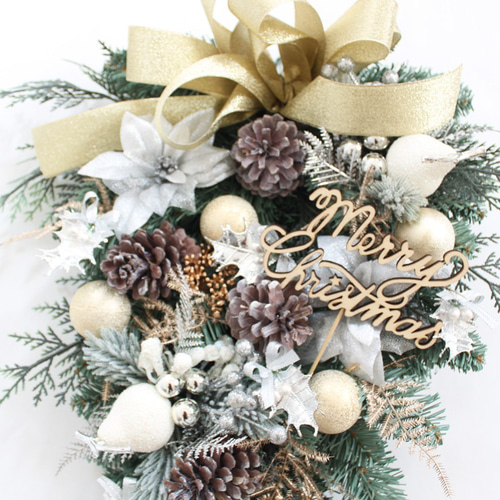 特大 大きい 豪華 クリスマスリース ♡ハート シルバー 特大