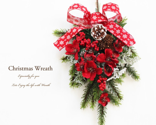 送料無料」クリスマススワッグリース レッド系 スワッグ GrandGrue