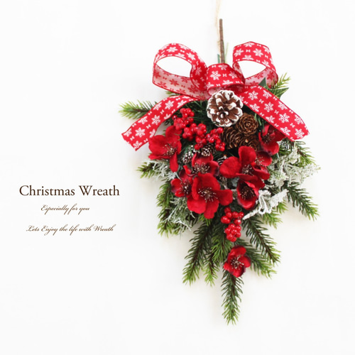 送料無料」クリスマススワッグリース レッド系 スワッグ GrandGrue