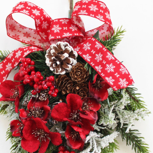 送料無料」クリスマススワッグリース レッド系 スワッグ GrandGrue