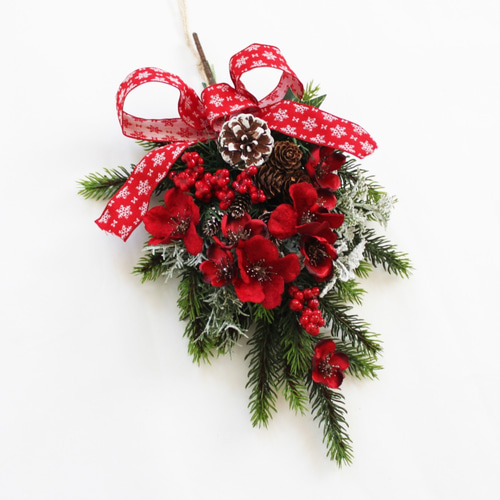 送料無料」クリスマススワッグリース レッド系 スワッグ GrandGrue