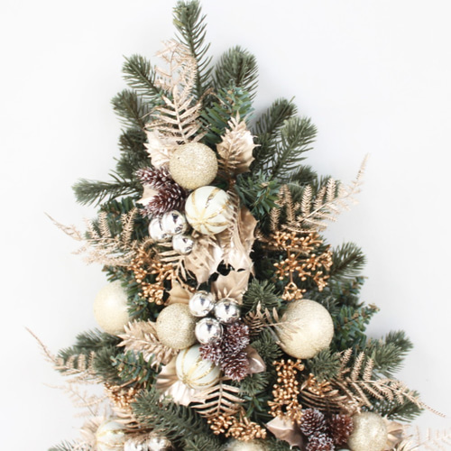 壁に掛けるクリスマスツリー（シャンパンゴールド系）「送料無料