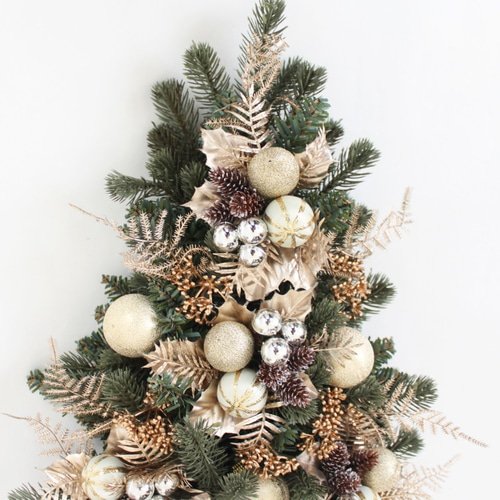 壁に掛けるクリスマスツリー（シャンパンゴールド系）「送料無料