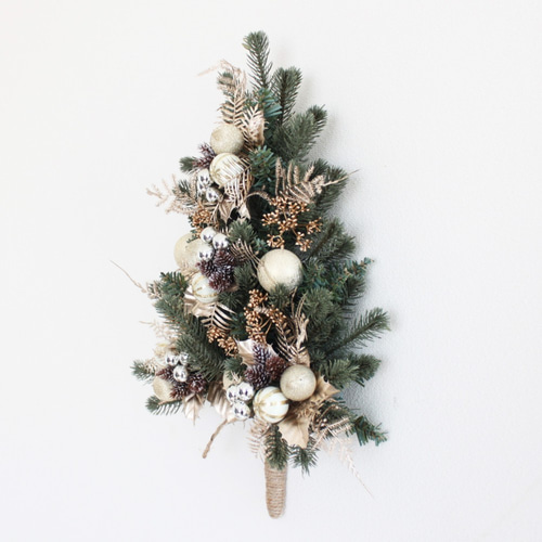 壁に掛けるクリスマスツリー（シャンパンゴールド系）「送料無料