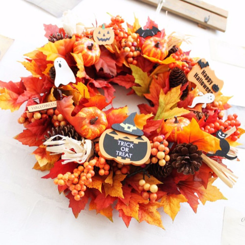 送料無料】ハロウィンリース(ハロウィンキャラクター付き