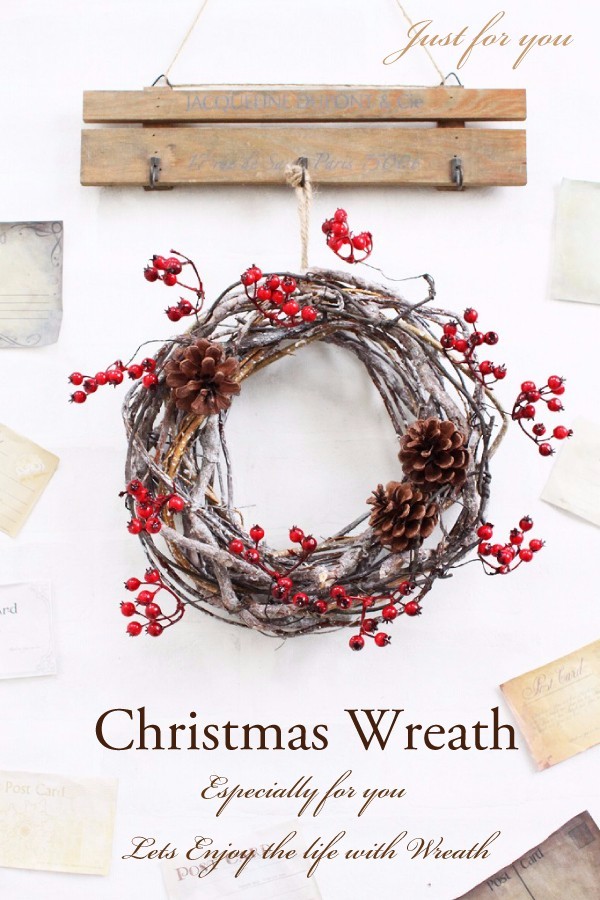 サンキライリース サンキライと木の実のドライフラワーリース 実りの秋（32cm