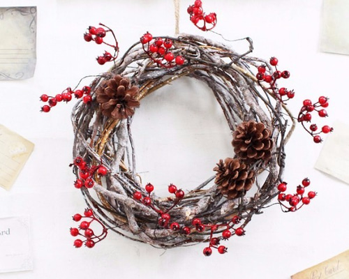 Creema限定>【送料無料】サンキライリース アーティフィシャルフラワー