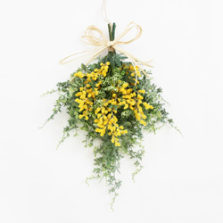 「送料無料」ミモザのスワッグリース アーティフィシャルフラワー 造花　 2枚目の画像