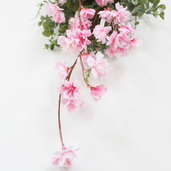 「送料無料」しだれ桜（さくら）春のスワッグリース アーティフィシャルフラワー 6枚目の画像