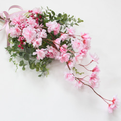 「送料無料」しだれ桜（さくら）春のスワッグリース アーティフィシャルフラワー 7枚目の画像