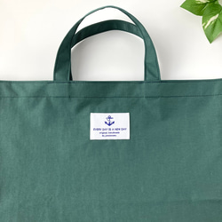 プチトートバッグ（深緑）　防水ナイロンでとっても軽くて使いやすい♪プールバッグや保育園バッグに　深緑 4枚目の画像
