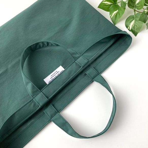 プチトートバッグ（深緑）　防水ナイロンでとっても軽くて使いやすい♪プールバッグや保育園バッグに　深緑 5枚目の画像