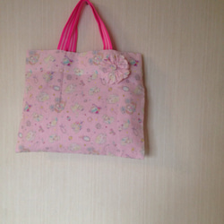 【祝入園・入学】ピンク☆ガーリーなレッスンバッグ&シューズバッグセット 1枚目の画像