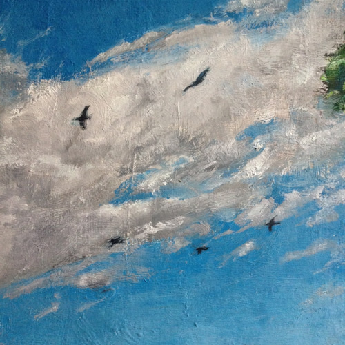 油絵F6号 葉っぱ猫と広い空 絵画 黄土6号 通販 6765797｜Creema