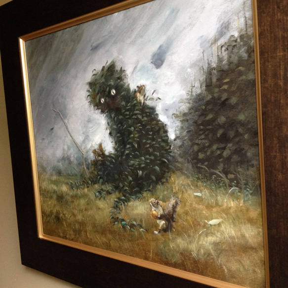 油絵F8号 葉っぱ猫と豊かな森 7枚目の画像