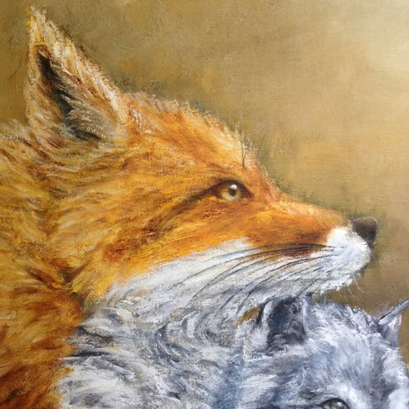 油絵F8号 狐狗狸ケルベロス 2枚目の画像