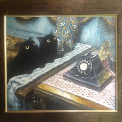 油絵F8号 窓辺の黒猫 絵画 黄土6号 通販 9386350｜Creema(クリーマ)