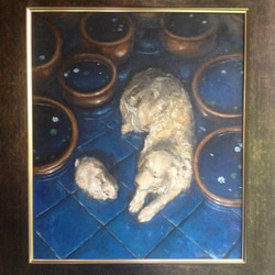 売約済み】油絵F10号 青タイルの庭 絵画 黄土6号 通販 7598058