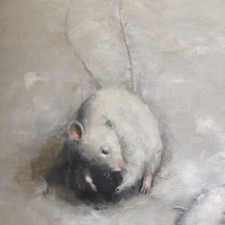 油絵F6号 ２匹の鼠 2枚目の画像