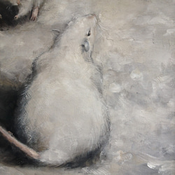 油絵F6号 ２匹の鼠 3枚目の画像
