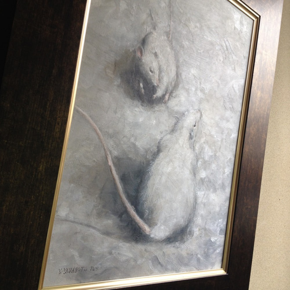 油絵F6号 ２匹の鼠 6枚目の画像