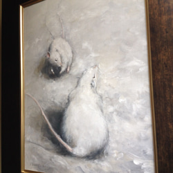油絵F6号 ２匹の鼠 7枚目の画像