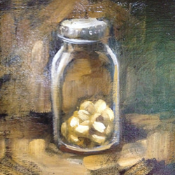 油絵F3号 黄色の錠剤 2枚目の画像