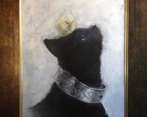 【即購入OK】黒猫　幻想的な絵画（F6号油絵:額縁がなくても飾れます） 8b165e4e307bfddded63b0fbb85aad