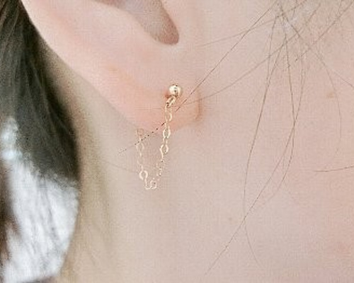 極美品！フープピアス ターンロック チェーントリミング 2_df91090778c3b12829ac1e104f93