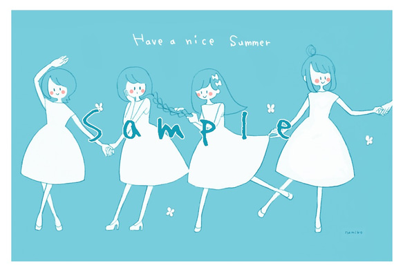 【一旦販売終了】暑中見舞いポストカード「透明な少女たち」 2枚目の画像