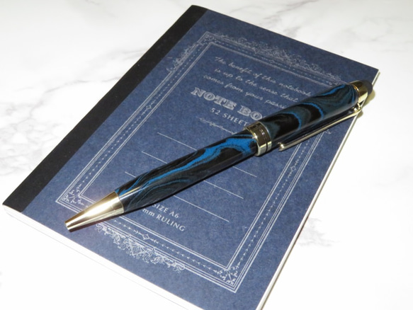タッチペン機能付きヨーロピアンボールペン　エボナイトブルー 1枚目の画像