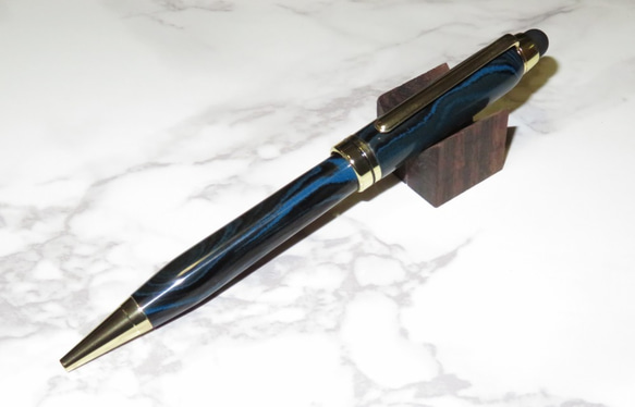 タッチペン機能付きヨーロピアンボールペン　エボナイトブルー 2枚目の画像