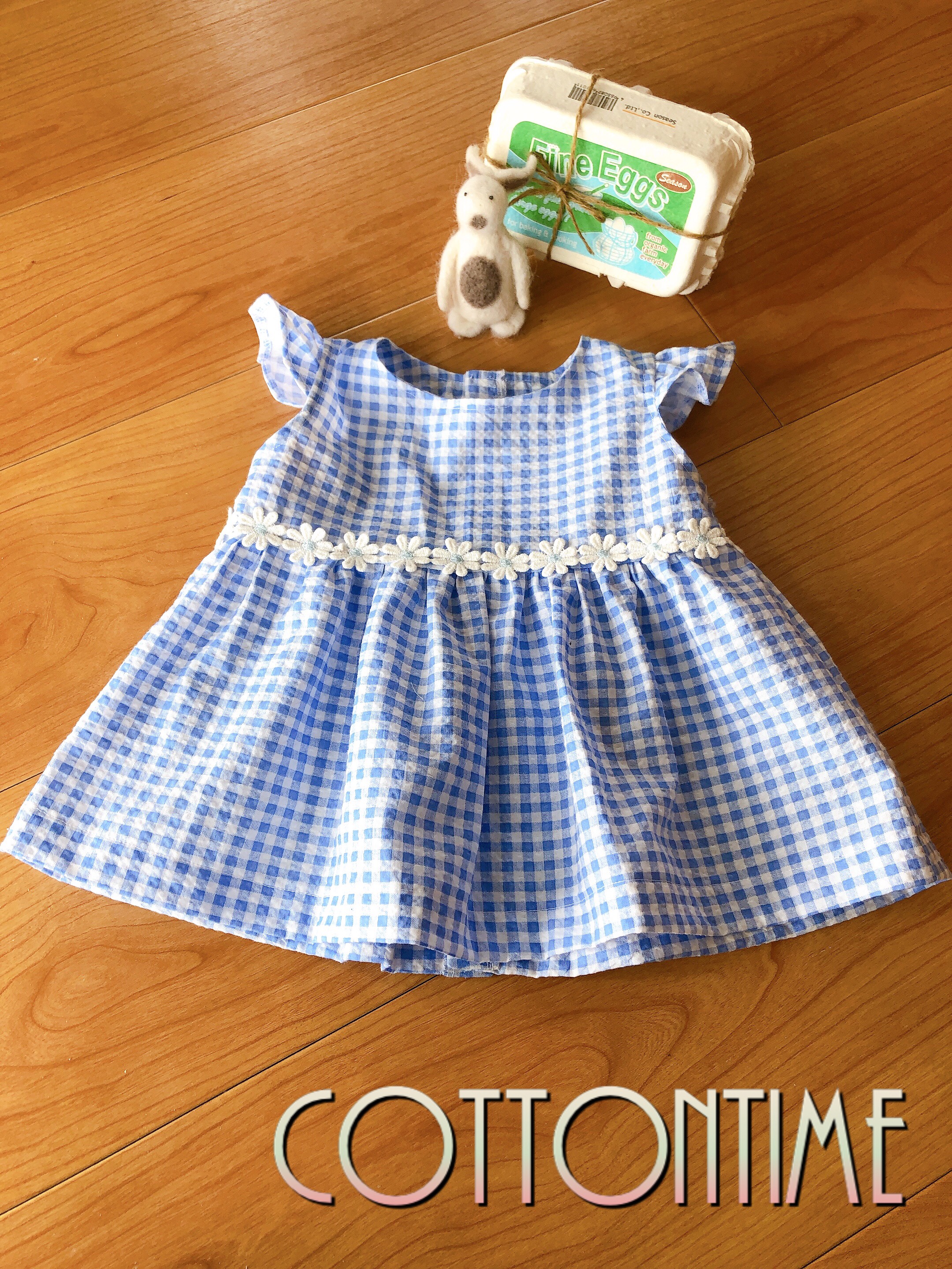 ブルーとホワイトのギンガムチェック　チュニック ギンガムチェックのチュニック ベビー服 cottontime 通販