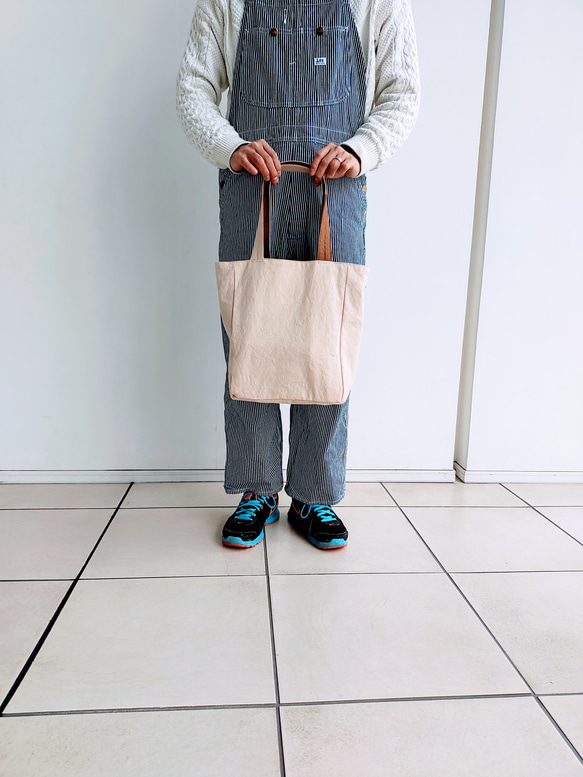 [Made-to-order] Onomichi 帆布咖啡色托特包-2TONE- [A4] 第1張的照片