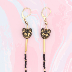 【MASK CHAIN】 -CAT & MATTE BLACK BEADS -猫とマットブラックビーズ 3枚目の画像