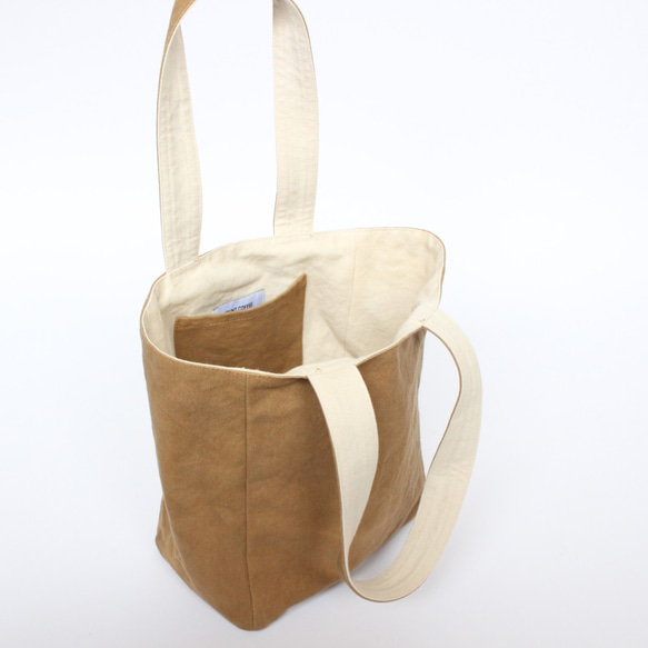[Made-to-order] Onomichi 帆布咖啡色手提包-2TONE- [B5] 第4張的照片