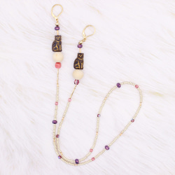 【SITTING CAT MASK CHAIN】 - PURPLE × PLATINUM COLOR - 2枚目の画像