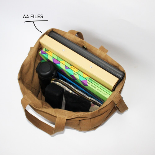 受注制作］尾道帆布のコーヒー染ショルダートートBAG【A4特大