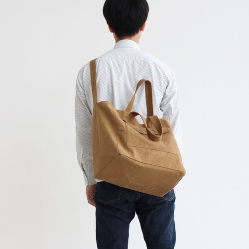 受注制作］尾道帆布のコーヒー染ショルダートートBAG【A4特大