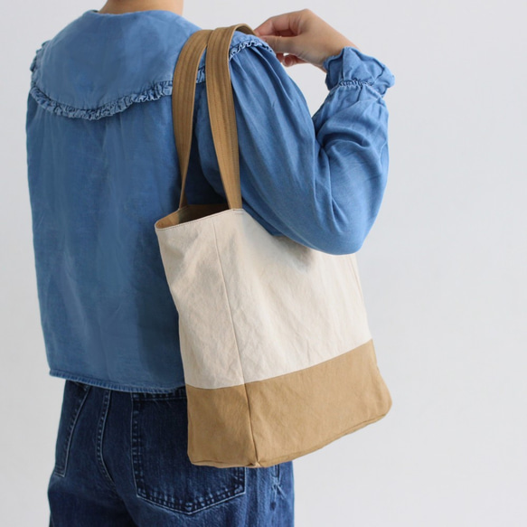 受注制作］尾道帆布のコーヒー染トートBAG -BICOLOR（バイカラー