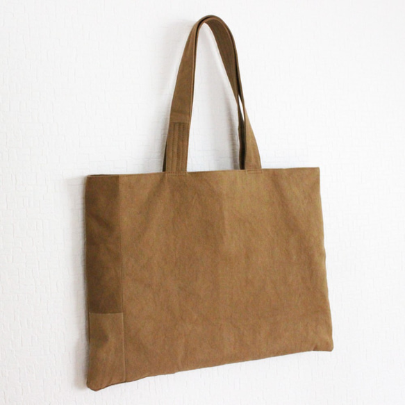 [Made-to-order] Onomichi 帆布咖啡色手提袋-FLAT 2- [橫向A4尺寸] 第3張的照片