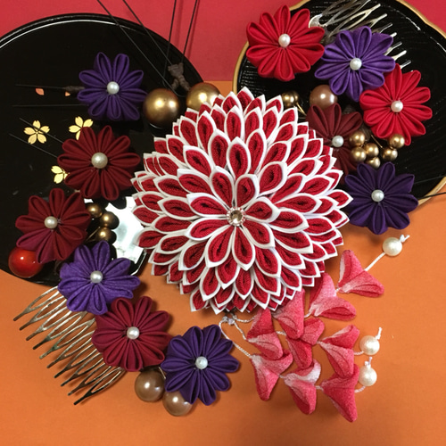 つまみ細工髪飾り　再販受付 ☆再販受付中・在庫なし☆つまみ細工髪飾り(七五三、成人式