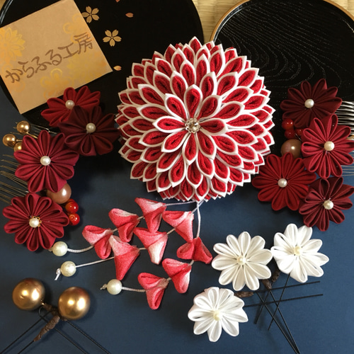 ☆再販受付中☆つまみ細工髪飾り(七五三、成人式、卒業式、結婚式
