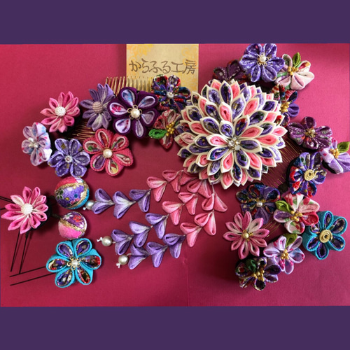 ☆1月末完成、再販受付中・在庫なし☆つまみ細工オーダー髪飾り☆成人  