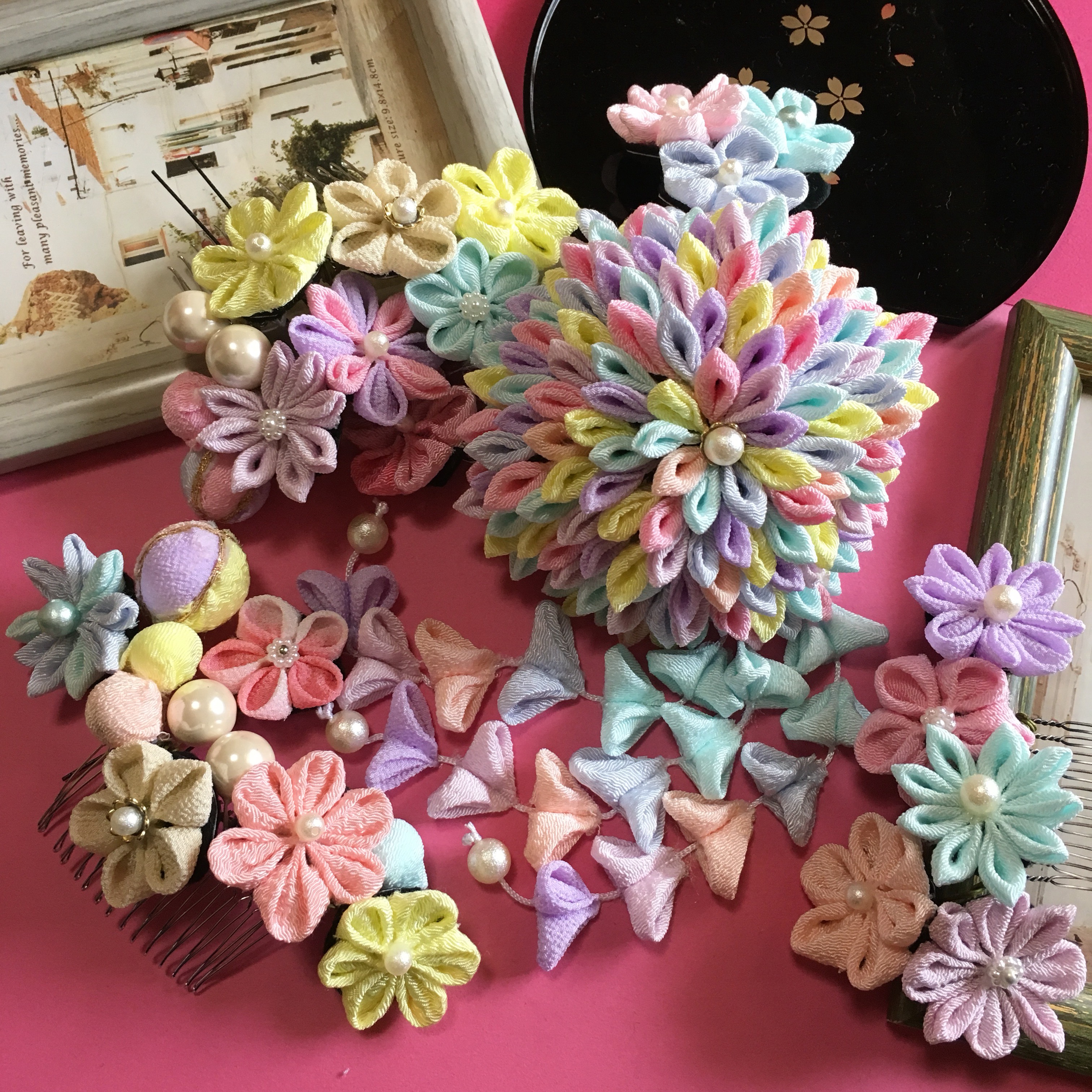 ★再販受付中★つまみ細工髪飾り(成人式、七五三、着物、浴衣、卒業式、結婚式)