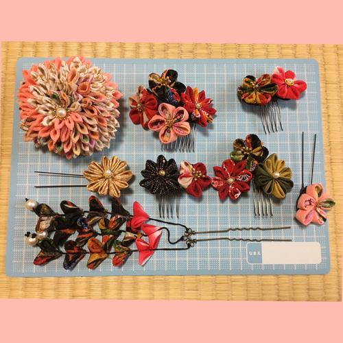 オーダーつまみ細工髪飾り(成人式、七五三、着物、浴衣、卒業式、結婚  