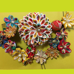 つまみ細工髪飾り　再販受付 ☆再販受付中☆つまみ細工髪飾り(成人式、七五三、結婚式、着物